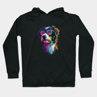 Colourful Cool Golden Doodle Dog with Sunglasses Hoodie